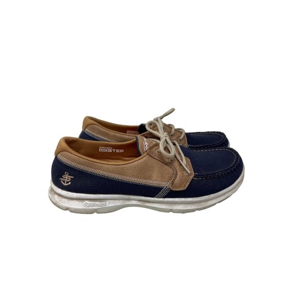 Skechers GoGa Max Go Step Boat Shoes Comfort Sneakers Womens 9.5US Lace Up Navy - Picture 1 of 10